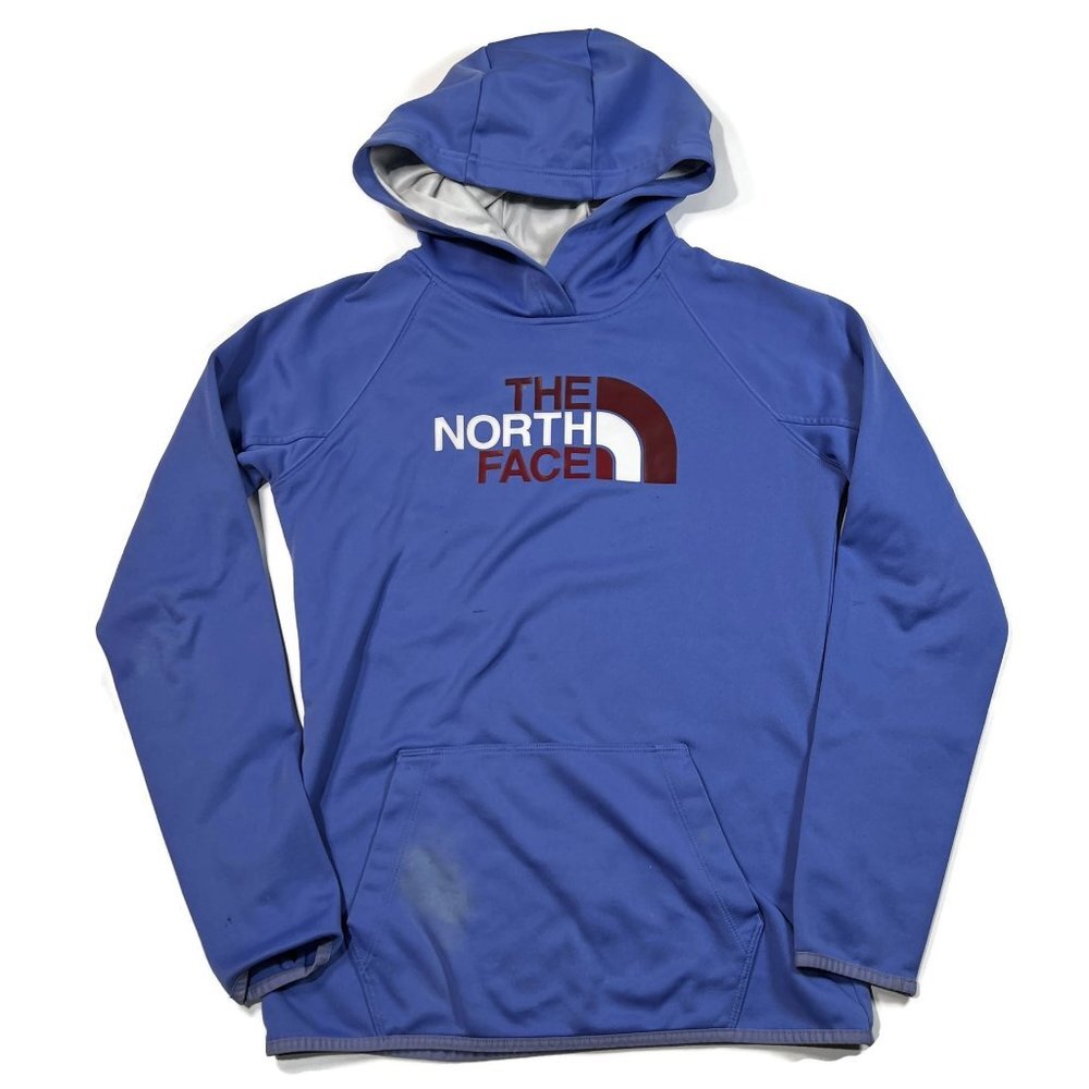 The North Face Womens Small Hoodie Purple Pullover Half Dome Logo *Stains*‎